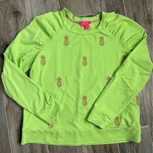 Lilly Pulitzer Lime Green Pineapple Print Long Sleeve Blouse